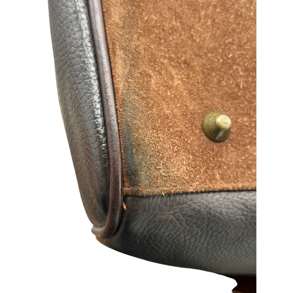 Marlboro Vintage Bag Leather Suede Grit Weekender Duffel Bag Brown Large Travel